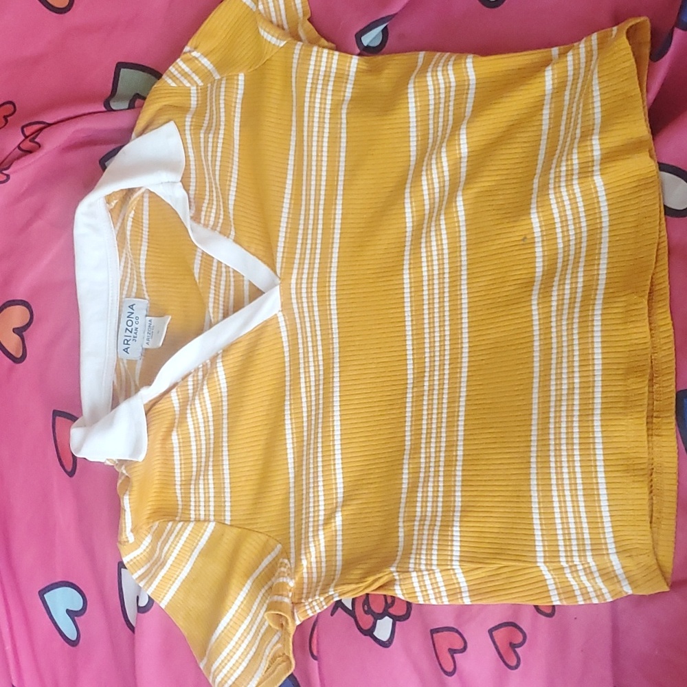 Yellow collared striped arizoina shirt